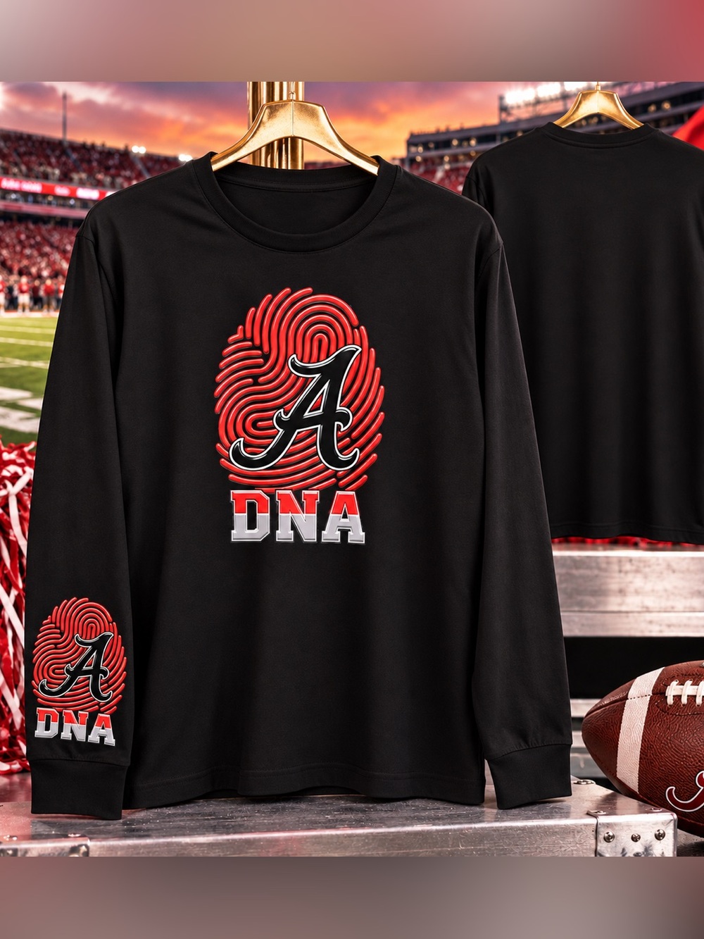 Long-Sleeve Black 'Alabama DNA' Graphic Tee